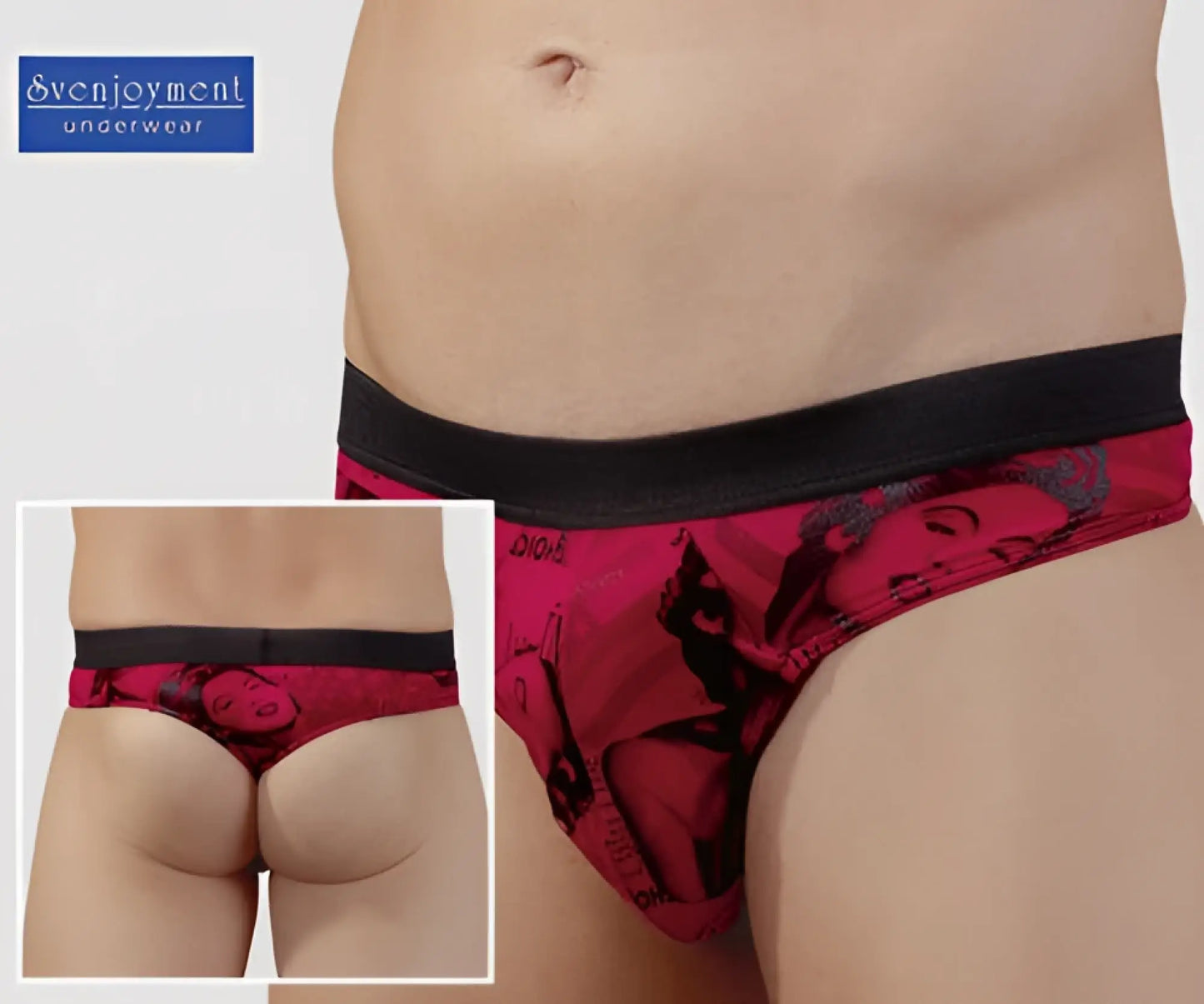 Svenjoyment trendy women g string underwear size s with red and black patterned bold graphic design briefs
