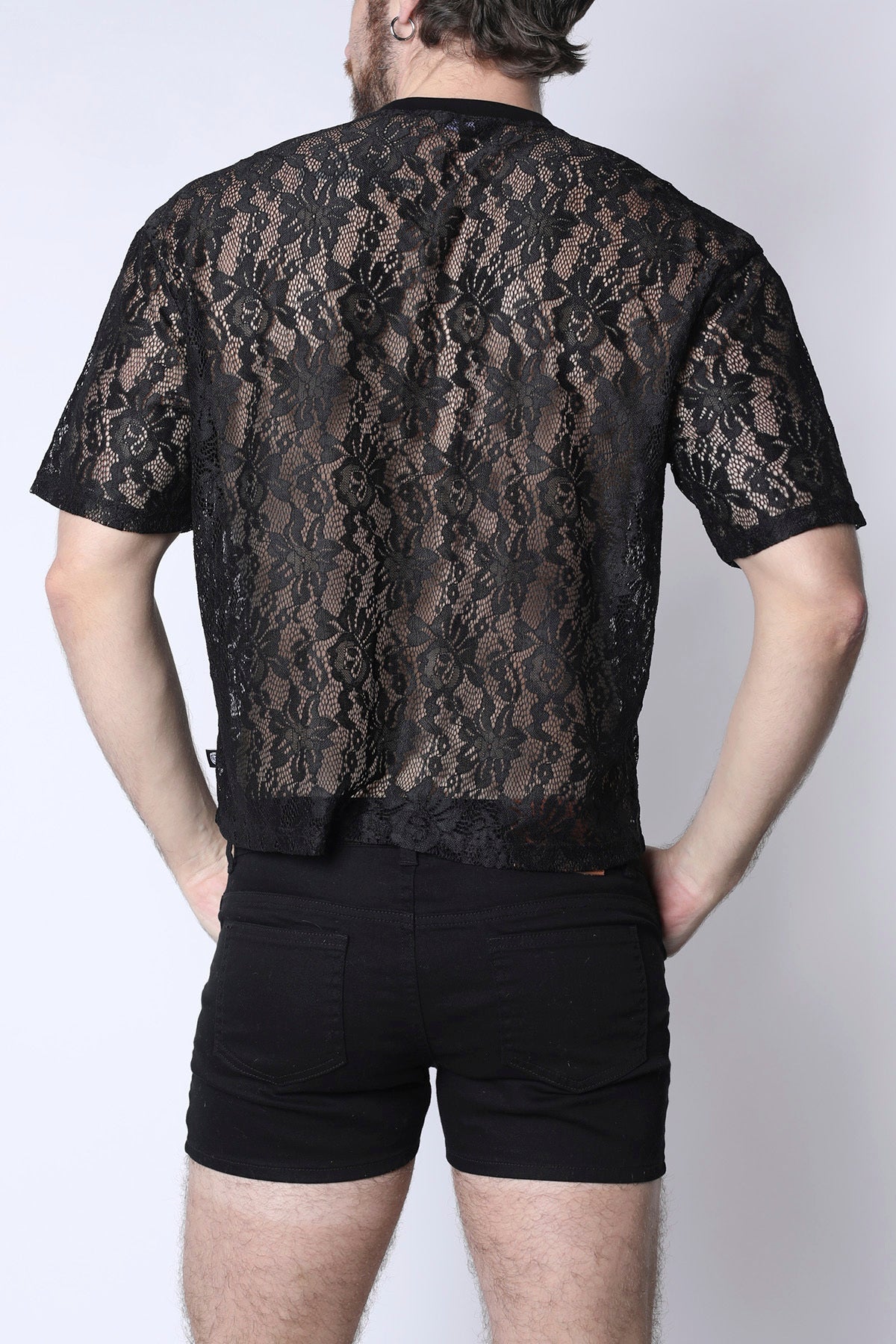 Timoteo Sorrento Lace Cropped Tee - Black