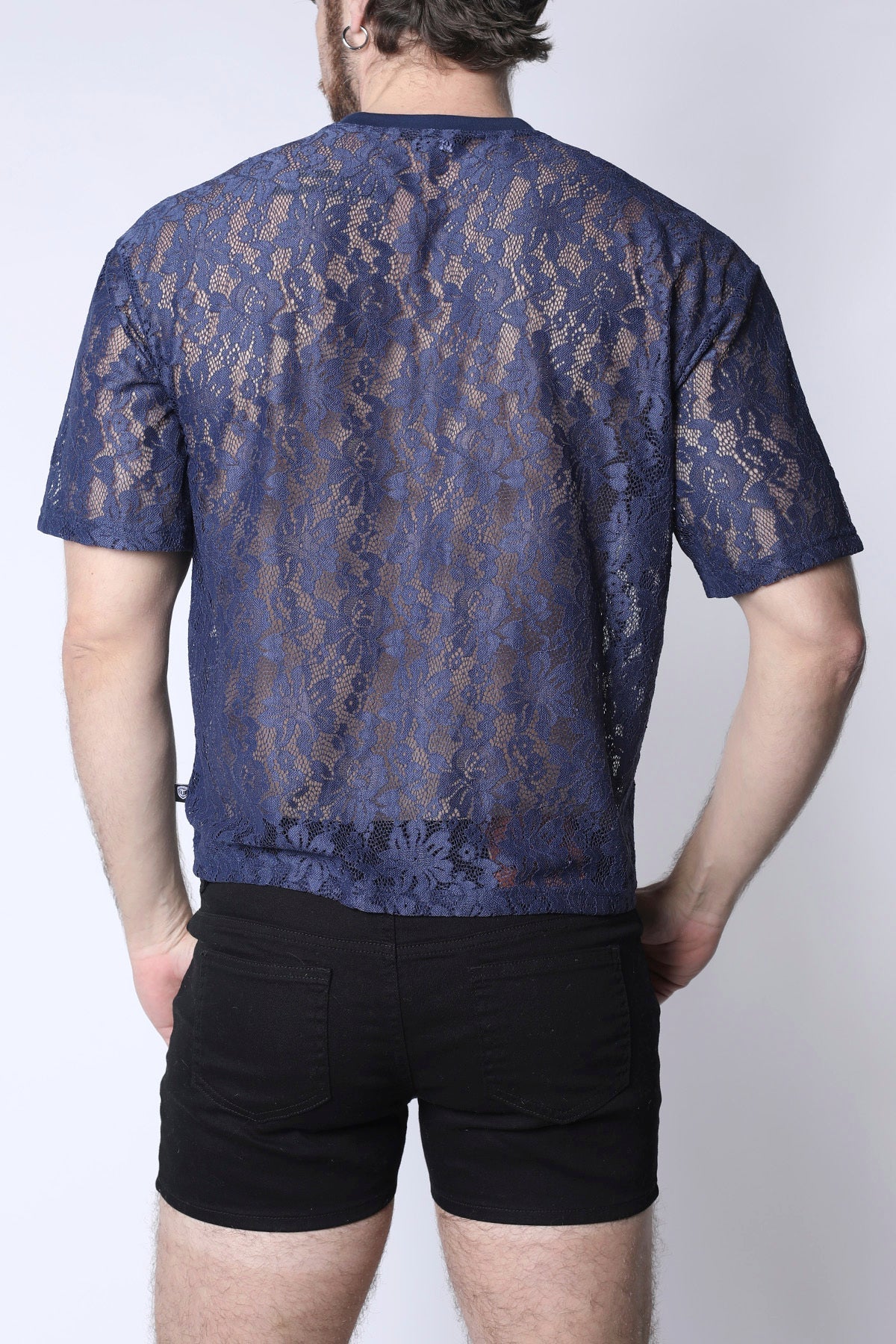Timoteo Sorrento Lace Cropped Tee - Midnight Blue