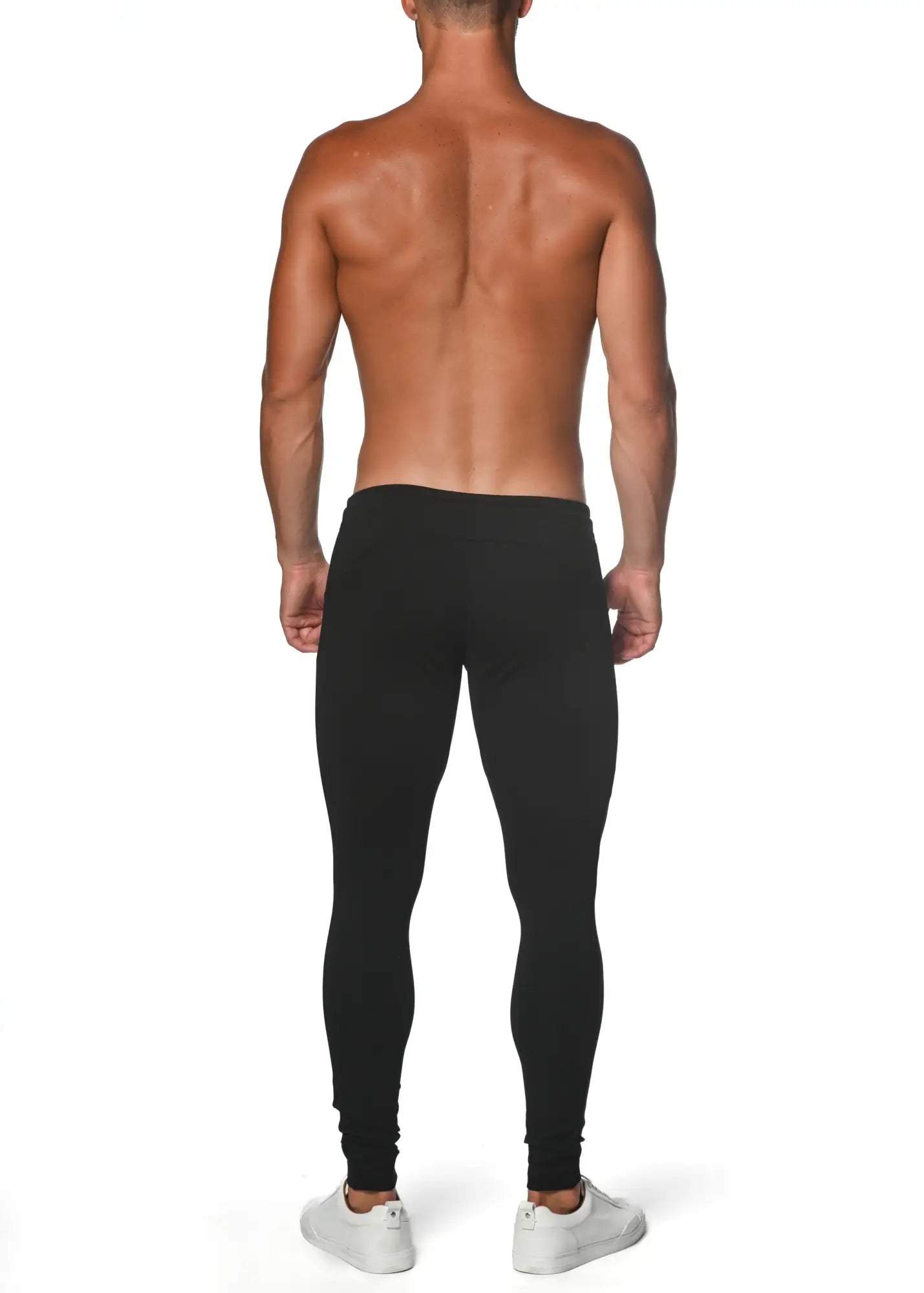 Black tactical gym-tech stretch slim jogger leggings made of stretchy fabric for a form-fitting fit