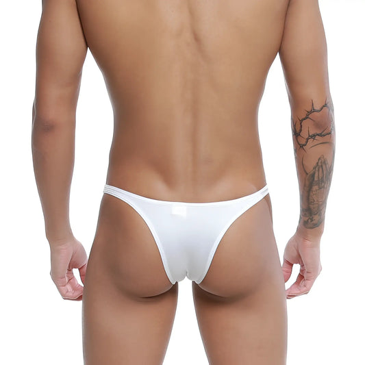 White u-station dream bikini u0002-100 thong made of smooth stretchy fabric shown from the back side