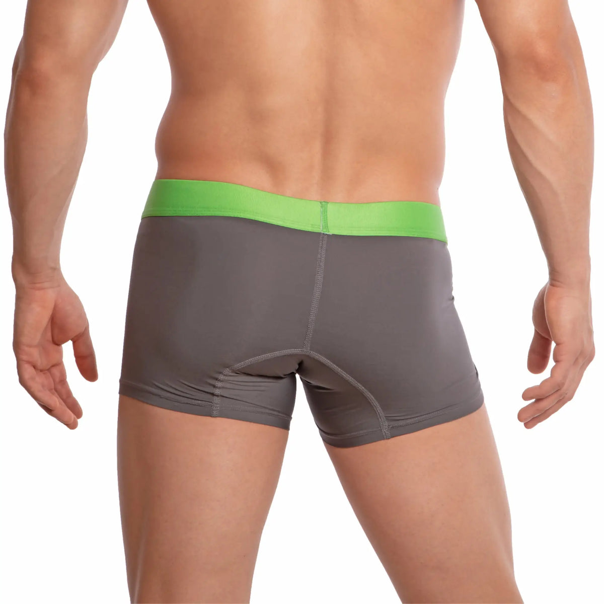 Udp UDG002 boxer brief gray athletic briefs with bright green waistband designed for active wear