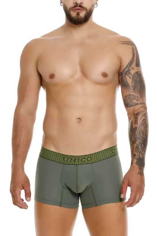 Olive green unico 25020100105 glauco trunks boxer briefs with patterned waistband for comfortable wear