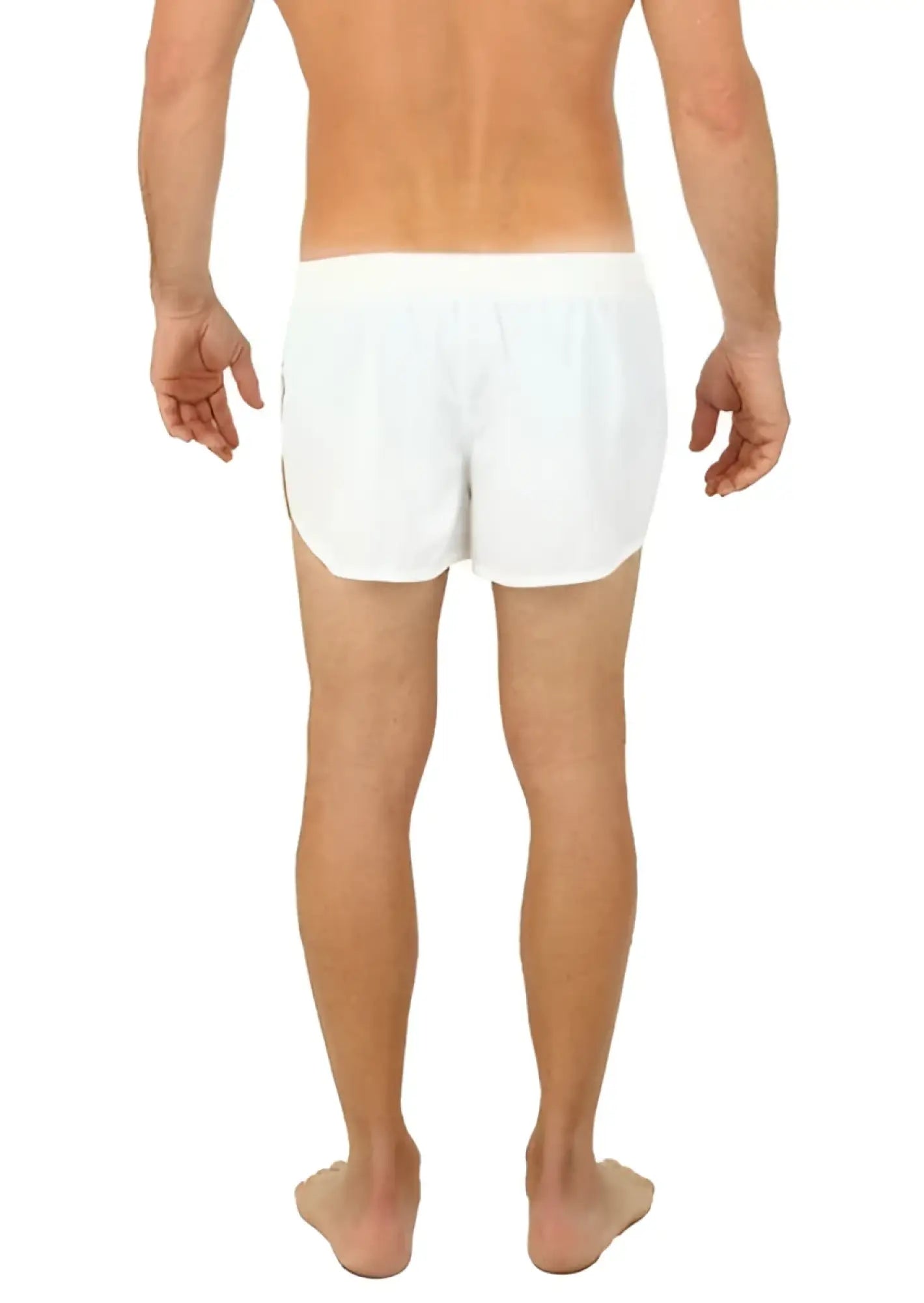 White cotton UZZI running shorts with a simple clean design ideal for active use