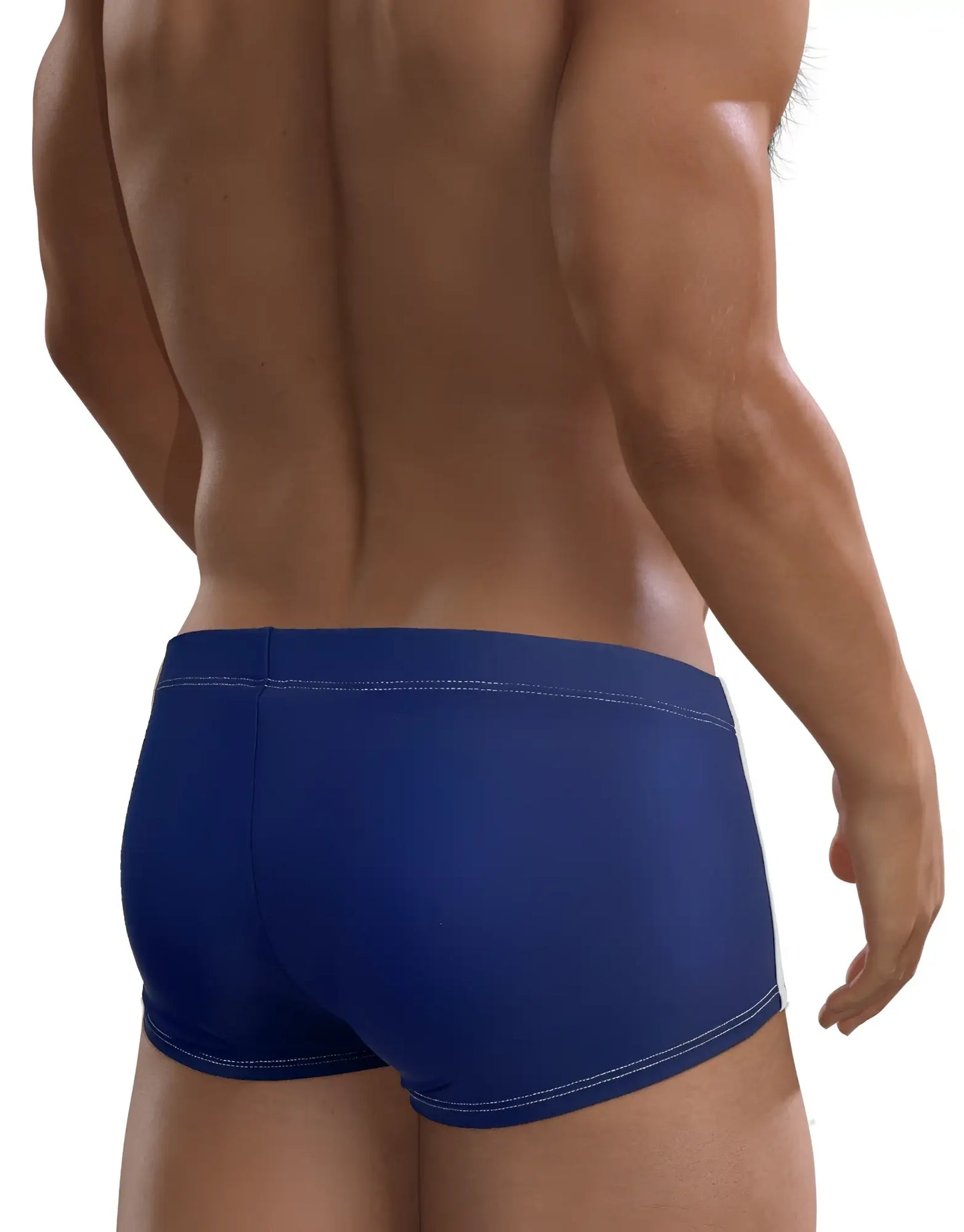 WildmanT big boy pouch swim square cut royal blue briefs with white stitching on waistband and leg openings