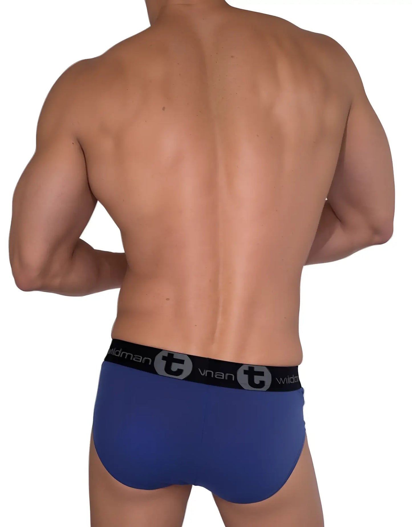 WildmanT cotton monster cock dark blue briefs with black elastic waistband and brand logo in dark blue cotton