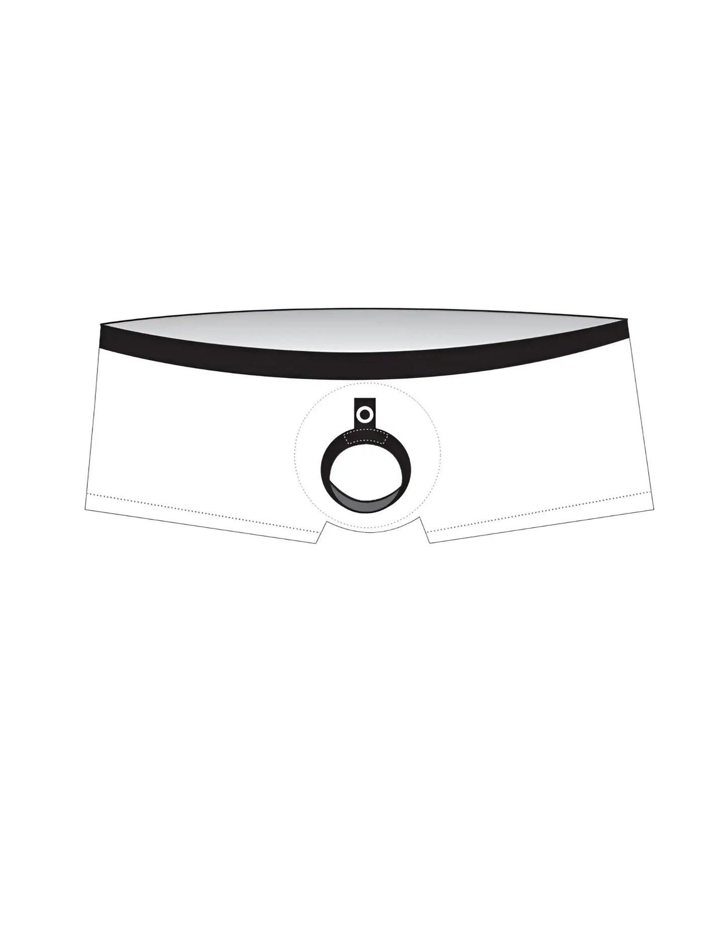 White briefs with black waistband and central circular ring detail in wildmant midcut sport swim with ball lifter cock ring red