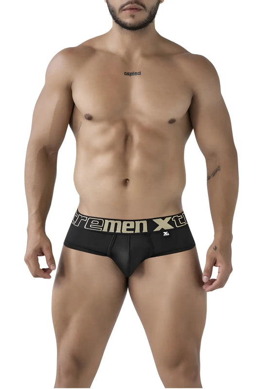 Black xtremen 41316 microfiber briefs with gold and white xtreme men xt waistband logo