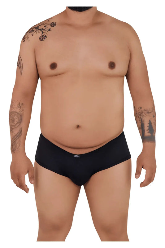Black xtremen 91103x microfiber trunks with subtle logo on waistband showing front view