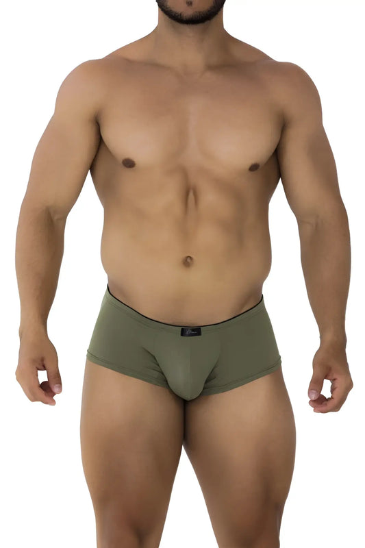 Olive green microfiber briefs with black trim and a small logo on the waistband xtremen 91175 trunks