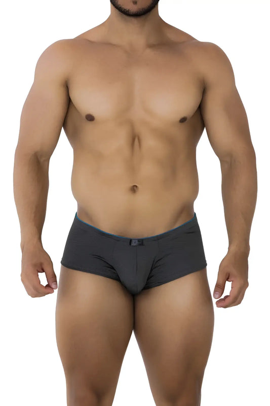 Dark gray xtremen 91190 jacquard briefs with subtle blue trim along the waistband for comfortable wear