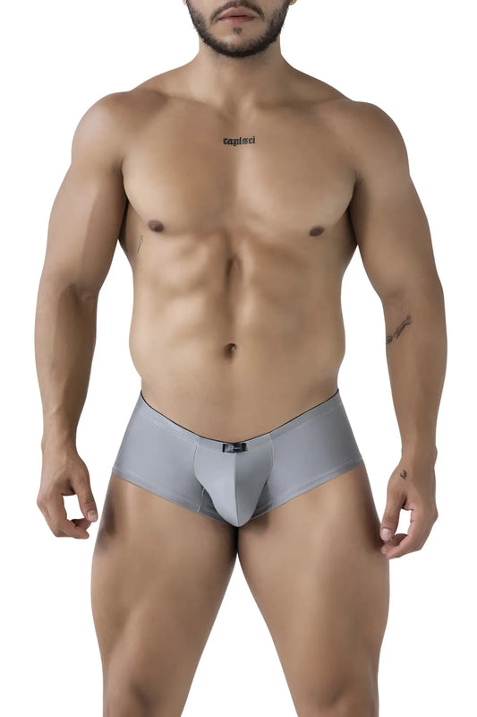 Xtremen 91234 microfiber gray men’s briefs with sleek form-fitting design and black waistband trim