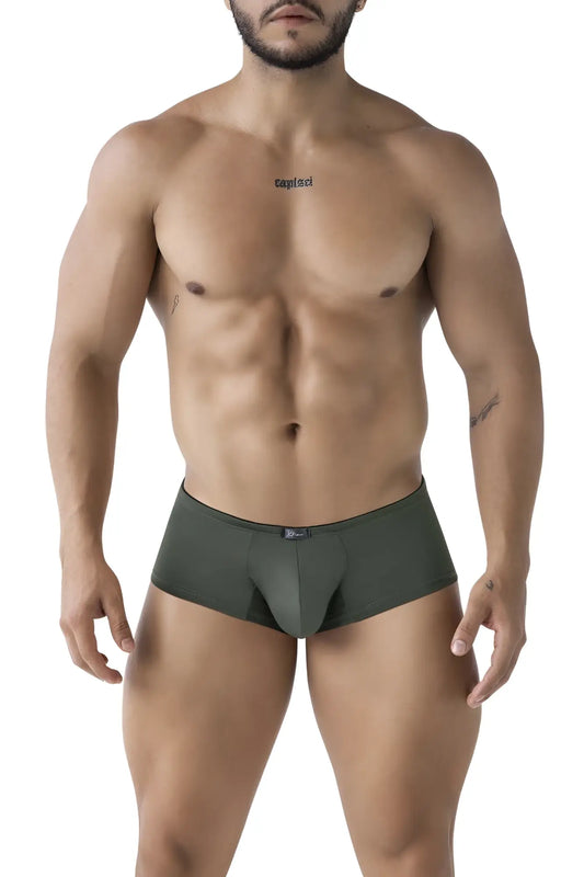 Dark olive green xtremen 91240 microfiber trunks with sleek form-fitting design and subtle logo on the waistband