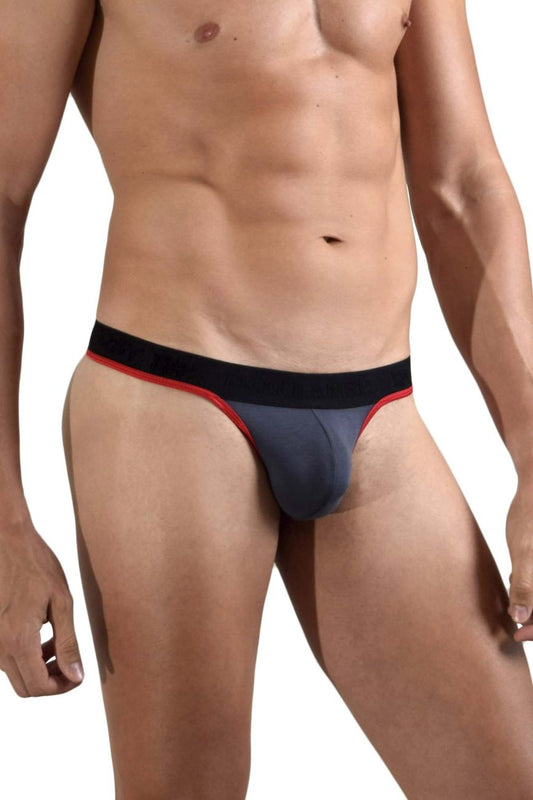 Doreanse 1012-chr borderline thongs charcoal color black and red athletic briefs with snug form-fitting design