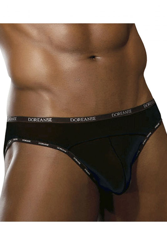 Black doreanse 1215-blk naked bikini men’s briefs with sleek form-fitting design and subtle waistband branding