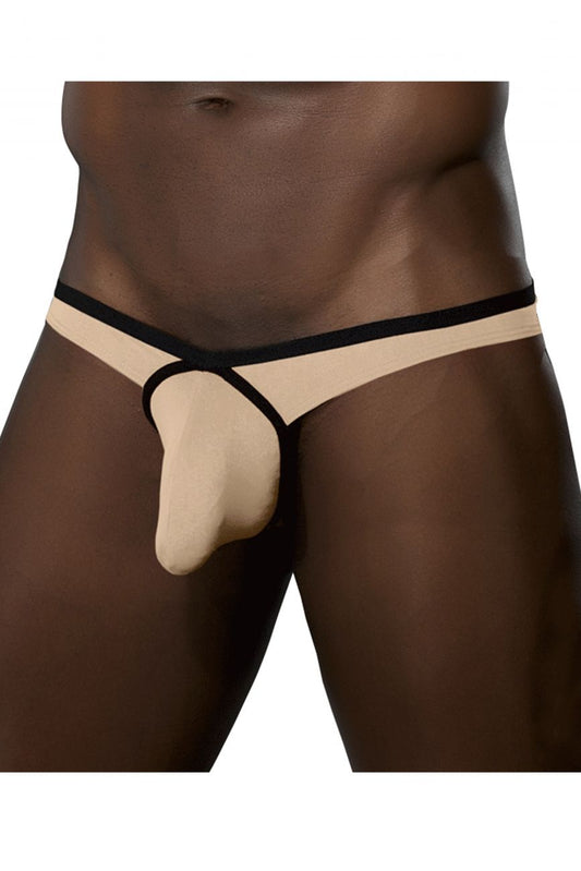 Beige and black doreanse 1332-tan loop thong with supportive molded design in tan color shown from the back side