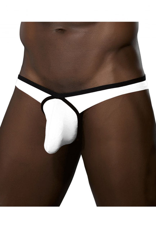 White and black doreanse 1332-wht loop thong with supportive molded design in white color front view