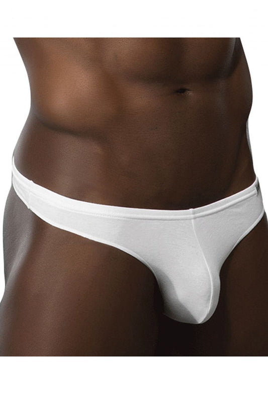 White doreanse 1392-wht euro thong showing smooth fabric and form-fitting design from the back side