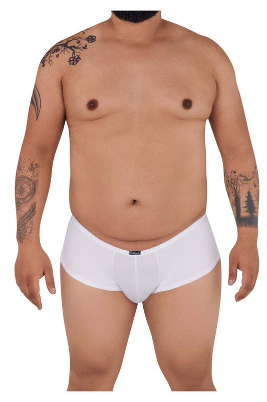 White xtremen 91103x microfiber trunks with a smooth form-fitting design and black brand tag on the waistband
