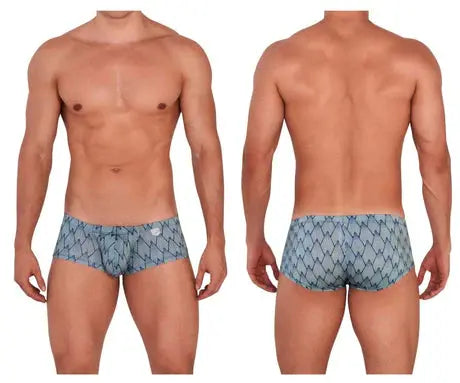 Blue and white geometric patterned clever 1418 aqua swim trunks designed for water activities