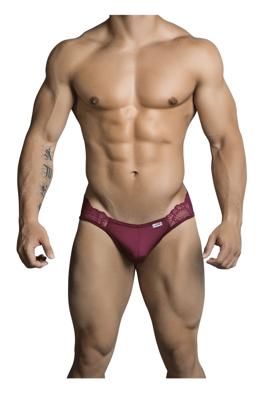 CandyMan 99312 Jockstrap Color Burgundy: Lace meets Sporty Style