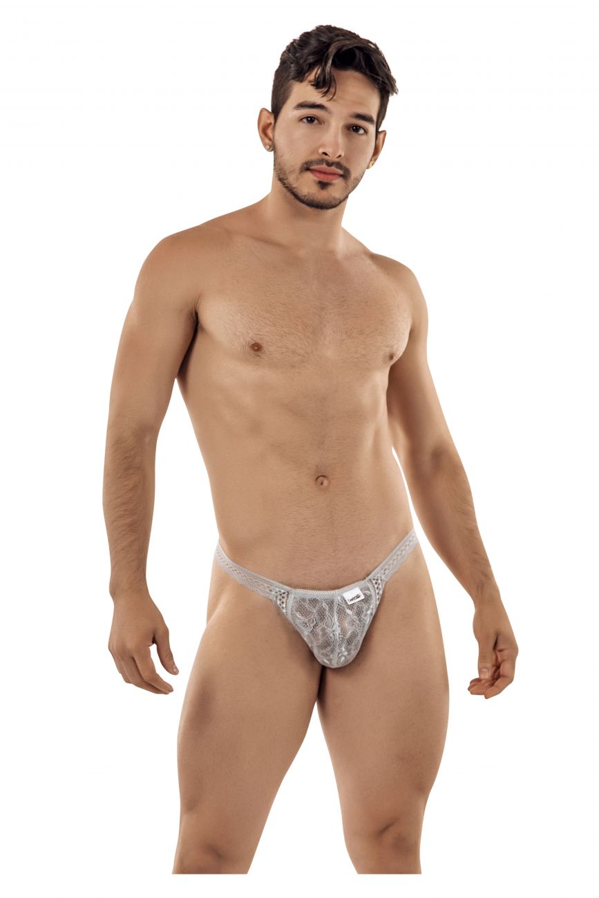 The Allure of CandyMan 99420 Double Lace Thongs Color Gray