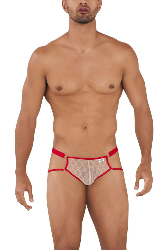 Unleash Your Style with the CandyMan 99730 Lace Jockstrap Color Beige-Red