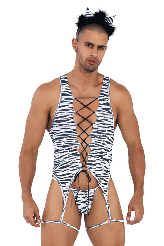 CandyMan 99734 Safari Bodysuit Color Zebra Print: Elevate Your Style with Elegance