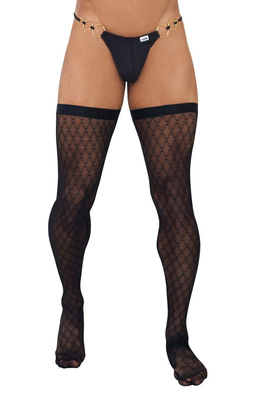 Unlock Your Sensuality with CandyMan 99735 Mesh Thigh Highs in Color Black