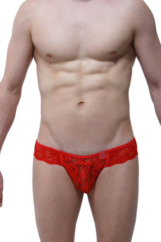 Unleash Your Passion with the Seductive Jockstring Lace Red by PetitQ