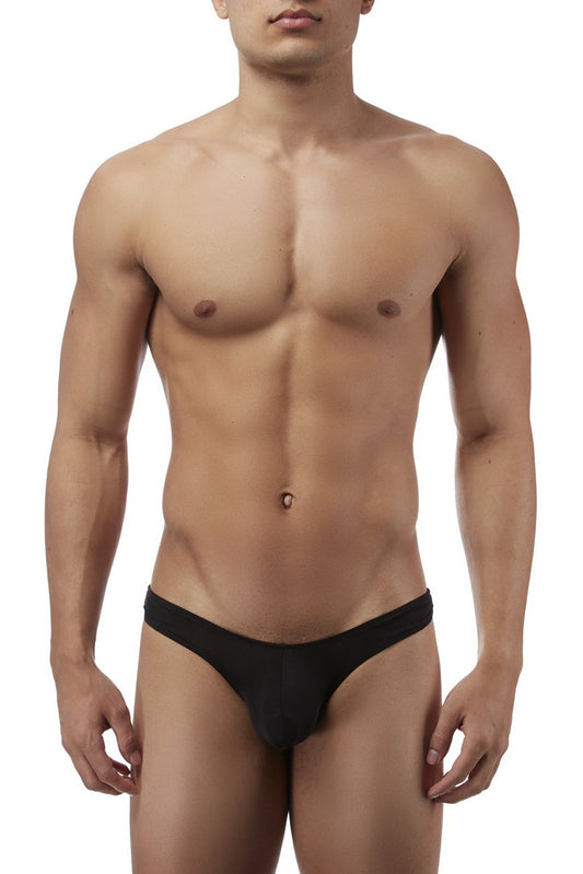 Discover the Magic of Silk: Introducing the Magic Silk 4306 Silk Knit Mini Pouch Thong in Black