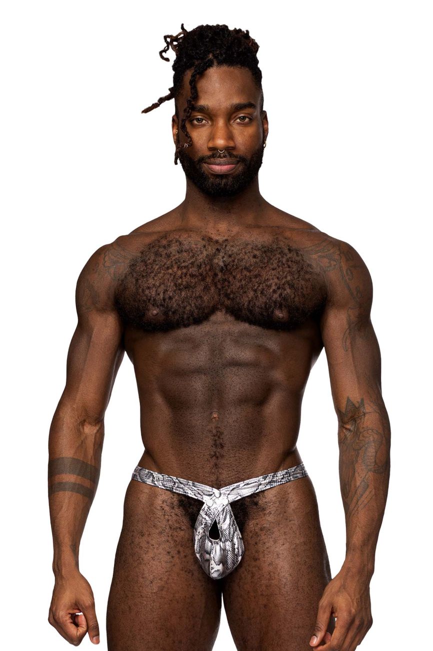 Introducing Male Power 409-282 S-naked Criss Cross Thong Color Silver-Black