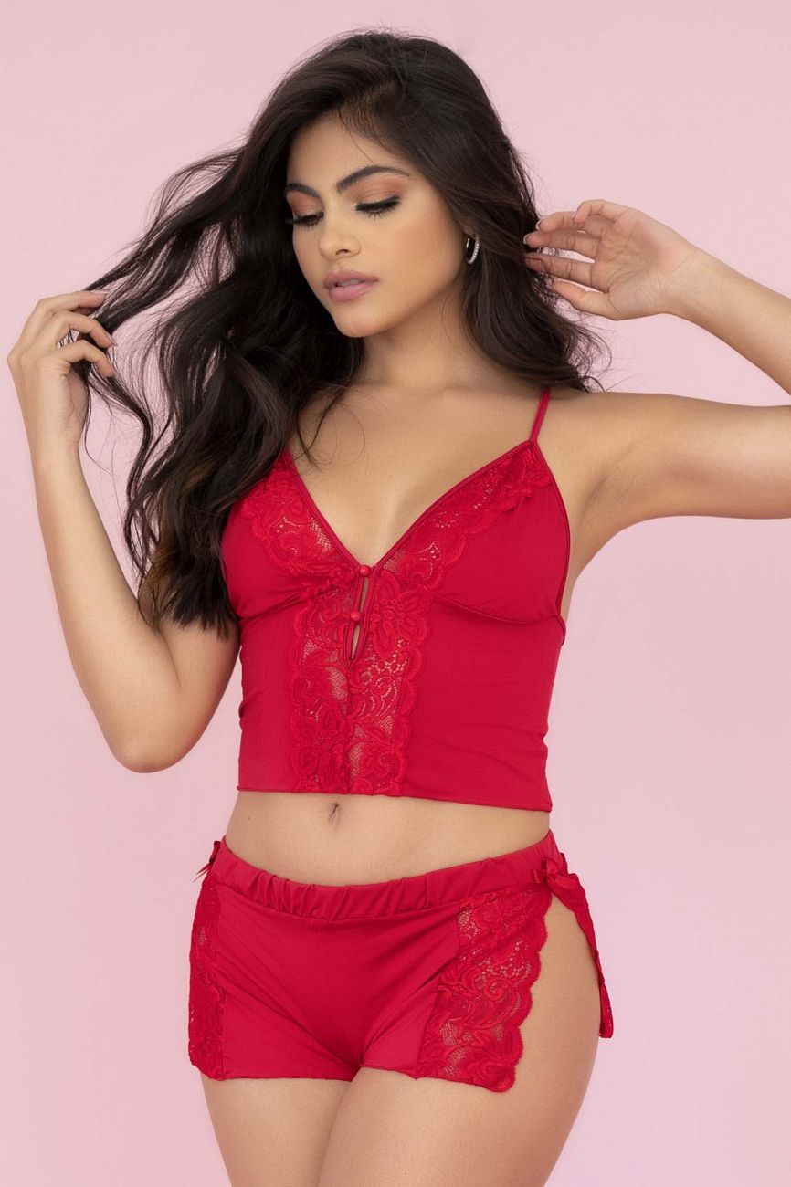 Mapale 7417 Two Piece Pajama Set. Top and Shorts Color Red