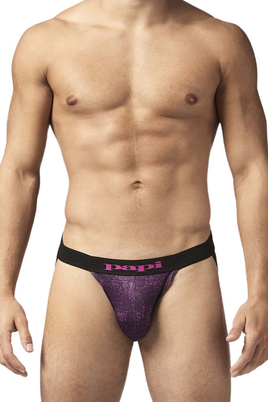 Papi UMPA051 Fashion Microflex Brazilian Jockstrap Color Purple Pixel Print