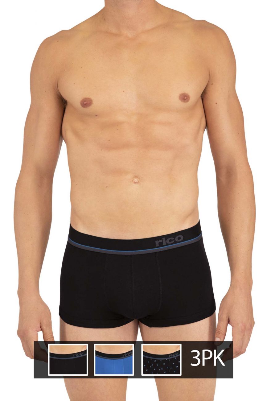 Rico 250109 3PK Brazilian Trunks Color Black-Blue: Sleek, Stylish, and Supportive