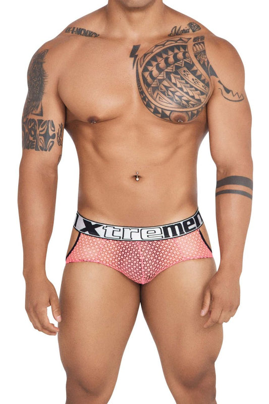 The Seductive Style of Xtremen 91119 Lace Jockstrap in Color Coral