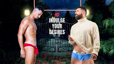 Red men's brief with white branded waistband, from the premium men's underwear clearance edit.