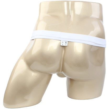 MetroMaleWear Suspensory white cotton briefs with a smooth snug fit and elastic waistband front view