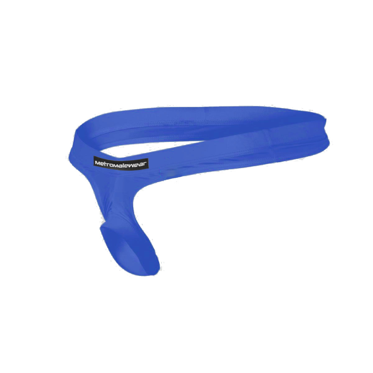 Bright blue sleek form-fitting headband with subtle metromalewear logo tag metro malewear suspensory royal blue 0003-18