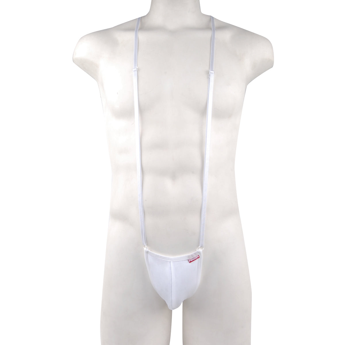 White nylon suspenders with matching pouch from metromalewear miami bodysuit white 0008-00 product image