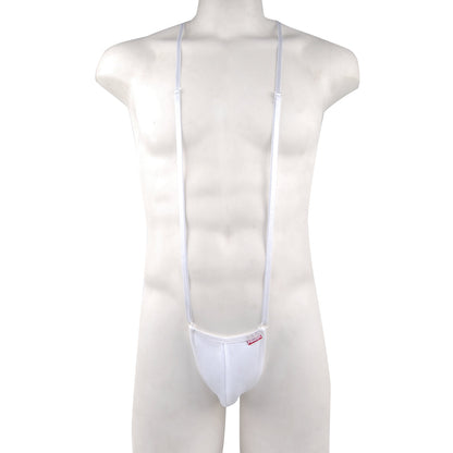 White nylon suspenders with matching pouch from metromalewear miami bodysuit white 0008-00 product image