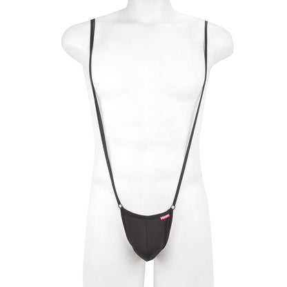 MetroMaleWear Miami bodysuit black 0008-20 featuring black fabric suspenders with a narrow strap design