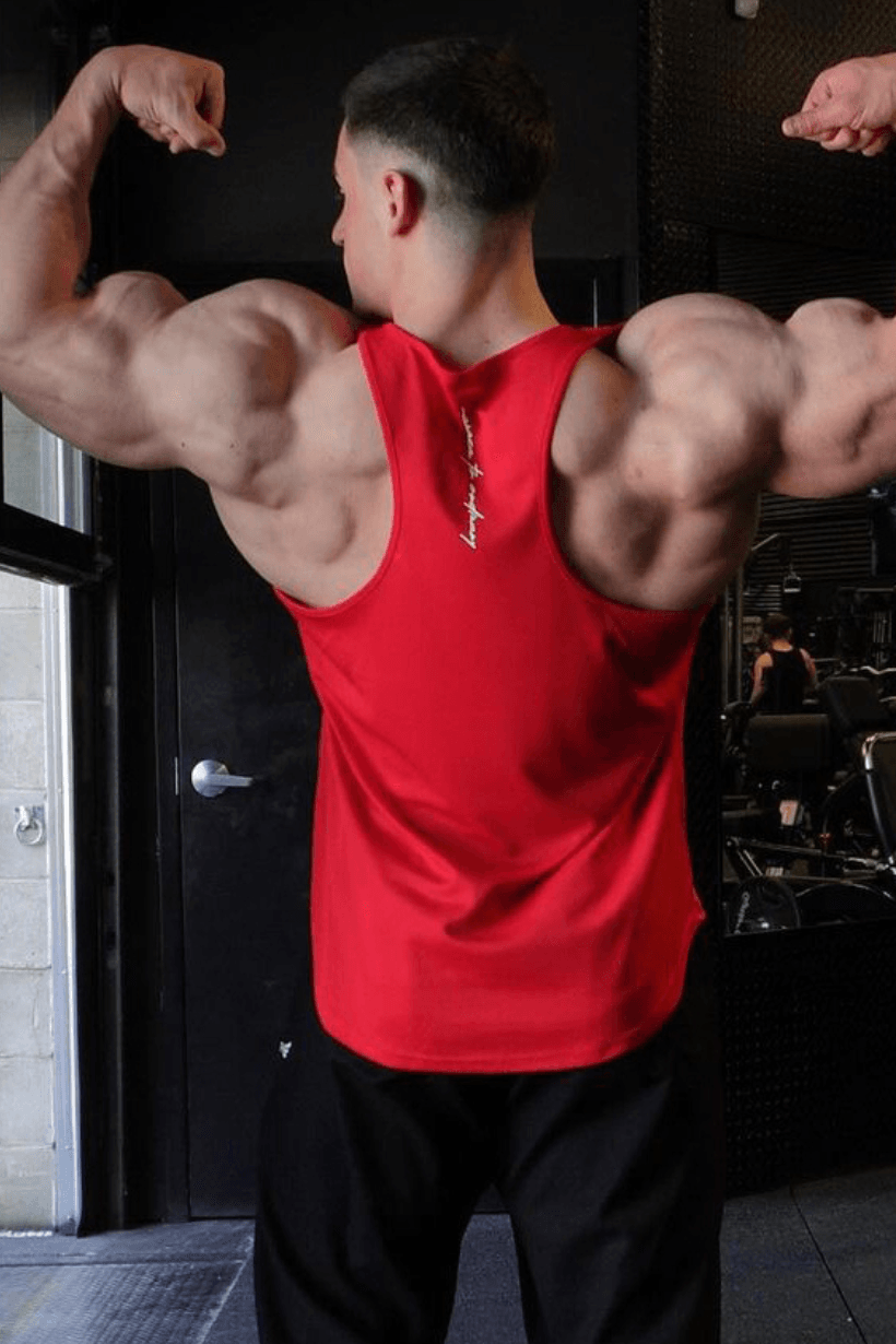 Jed North Men's Fast-Dry Bodybuilding Workout Stringer - Crimson Red