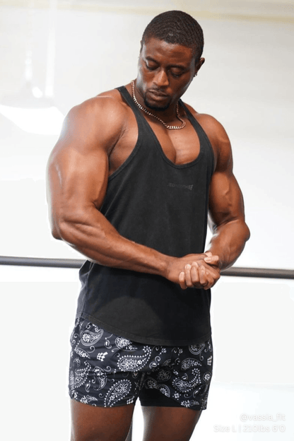 Jed North Men's Retro Washed Bodybuilding Stringer - Charcoal