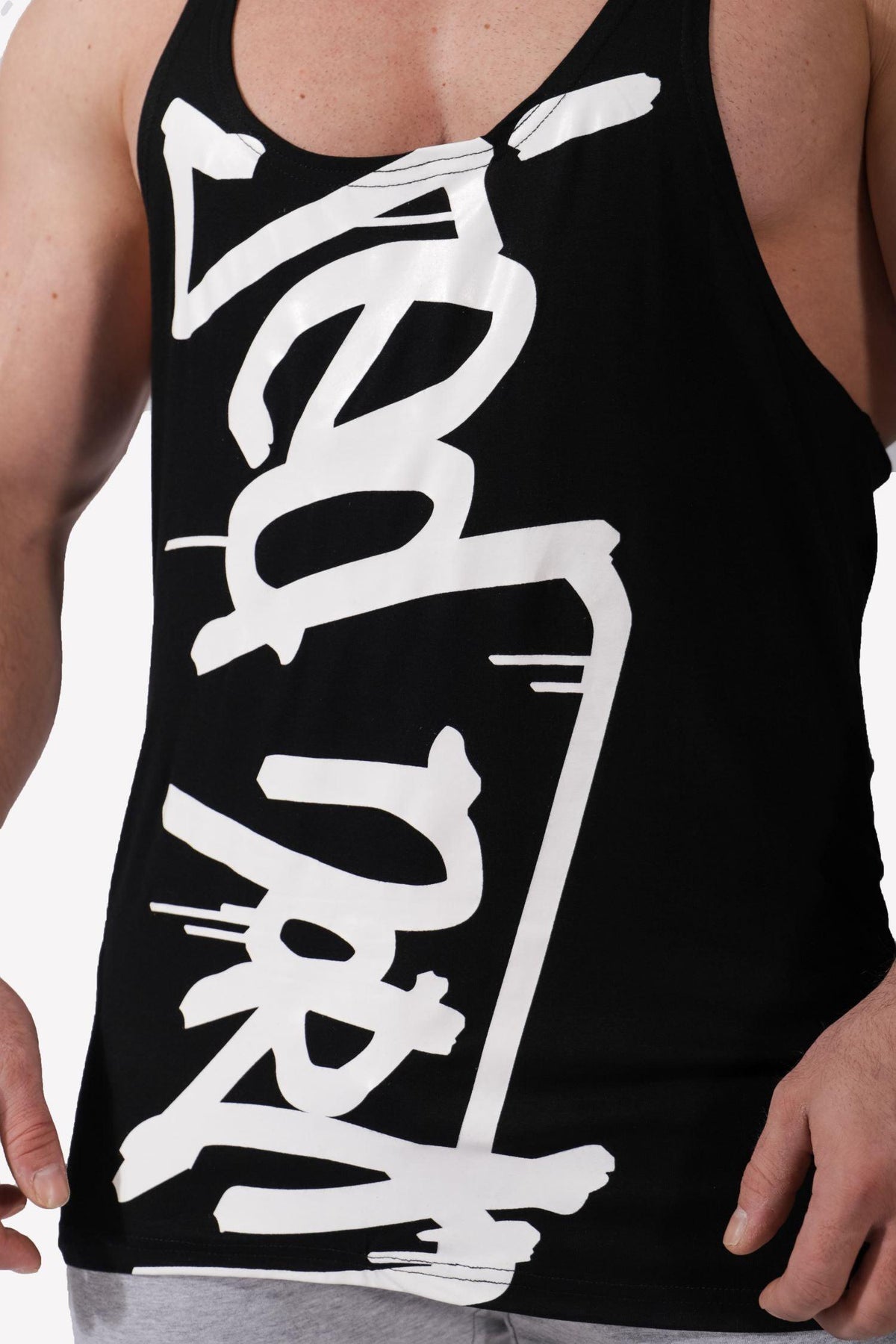 Jed North Men's Classic Bodybuilding Racerback Stringer - B&W Graffiti