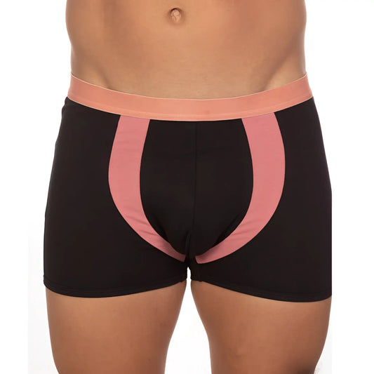 Black briefs with pink waistband and curved side panels from 10-PACK undergear basix alex two-tone trunk collection