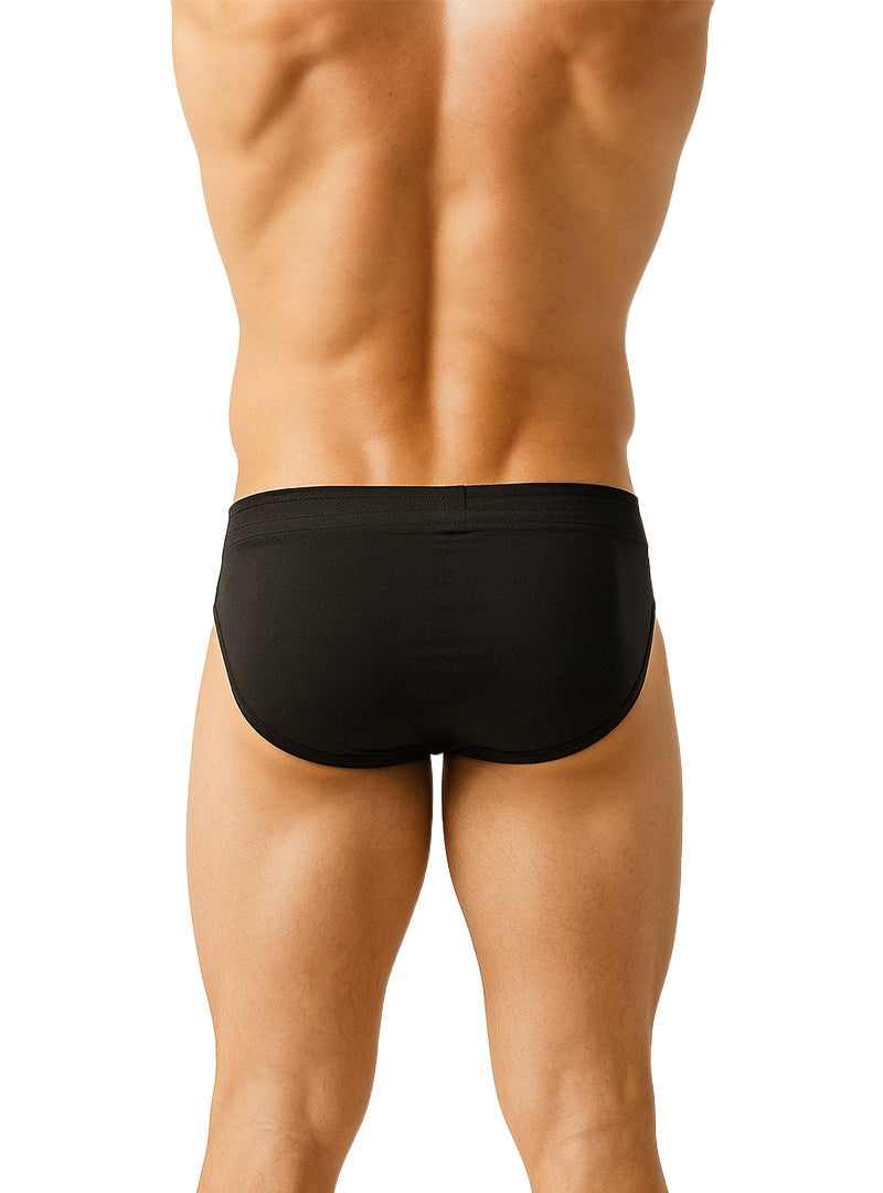 Black 100% cotton briefs with smooth form-fitting design for comfortable everyday wear