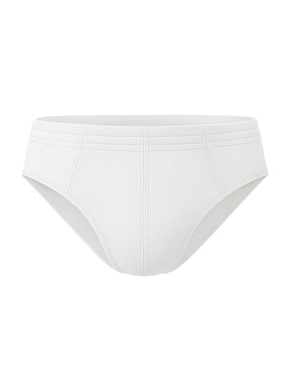 White 100 percent cotton briefs with subtle stitching details for comfortable everyday wear
