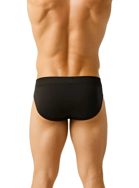 Black 100% cotton briefs with smooth form-fitting design for comfortable everyday wear