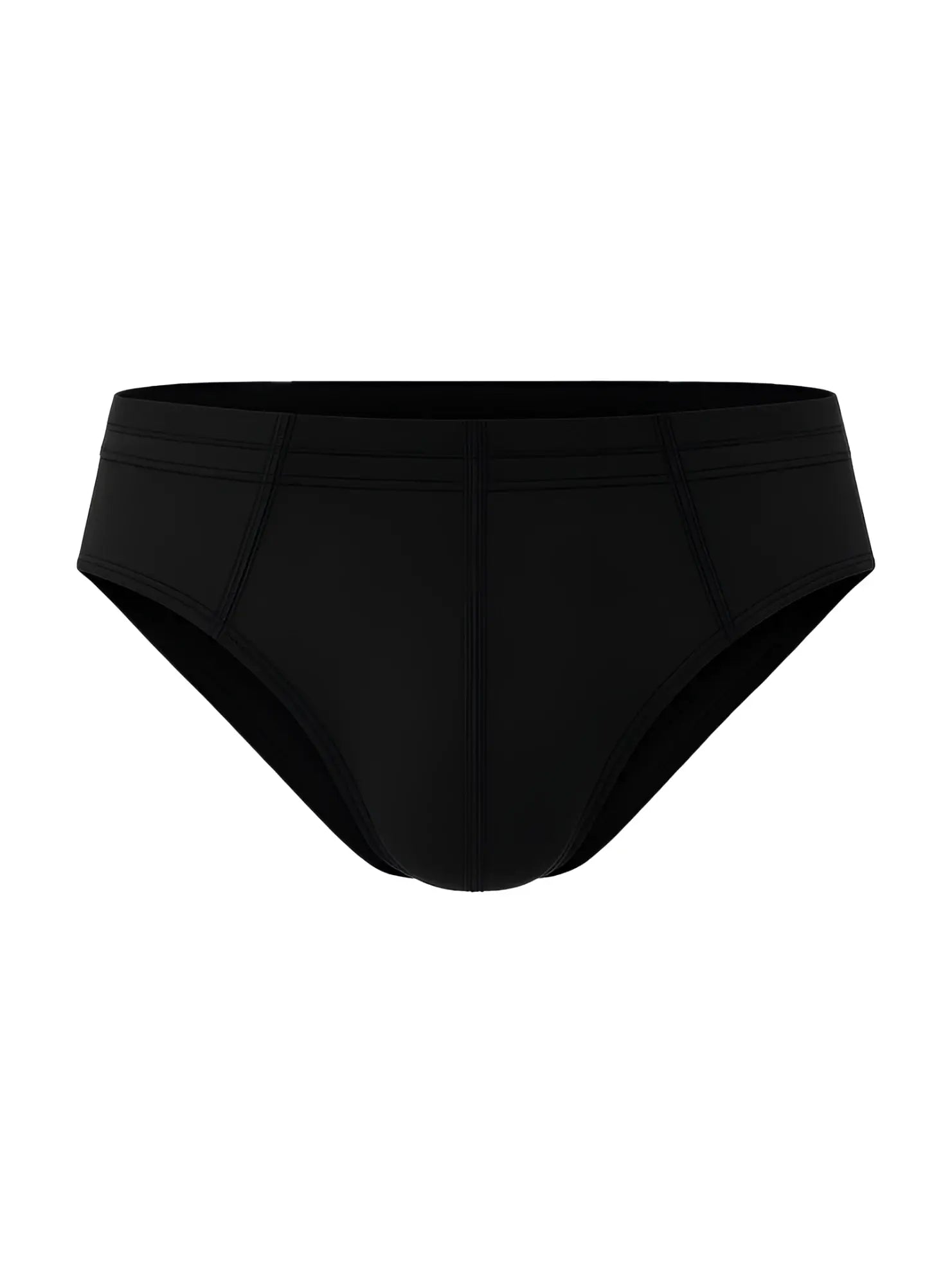 Black 100% cotton briefs with a smooth, form-fitting design and subtle seam detailing
